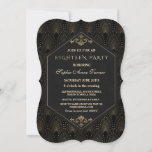 Invitation Glam Roaring 20s Great Gatsby Art Déco Dix-huit<br><div class="desc">Carte Mariage Royal Gold Black Great Gatsby design. Carte royale, romantique, Vintage avec un style Art déco Great Gatsby, un Hollywood des années 1920 rugissant, avec fausse feuille d'or Fleur-de-lis superposé, séparateur et de magnifiques polices, sur un arrière - plan texturé noir. Utilisez l'outil Personnaliser pour ajouter vos informations. Pour...</div>