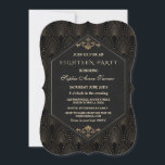 Invitation Glam Roaring 20s Great Gatsby Art Déco Dix-huit<br><div class="desc">Carte Mariage Royal Gold Black Great Gatsby design. Carte royale, romantique, Vintage avec un style Art déco Great Gatsby, un Hollywood des années 1920 rugissant, avec fausse feuille d'or Fleur-de-lis superposé, séparateur et de magnifiques polices, sur un arrière - plan texturé noir. Utilisez l'outil Personnaliser pour ajouter vos informations. Pour...</div>