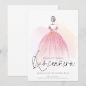 Invitation Glam Robe élégante Quinceanera (Devant / Derrière)