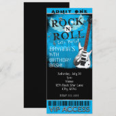 Invitation Glam Rock N Roll Star Billet d'anniversaire VIP Bl (Devant / Derrière)