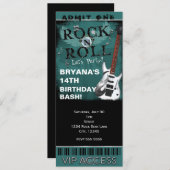 Invitation Glam Rock N Roll Star Billet d'anniversaire VIP Pa (Devant / Derrière)
