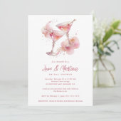 Invitation Glam Romantic Pink Martini Glasses Bridal Shower (Debout devant)