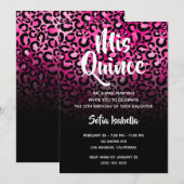 Invitation Glam Rose Chaud Leopard Spots Ombre Noir Mis Quinc (Devant / Derrière)