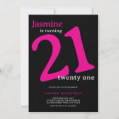 Invitation Glam Rose Chaud Noir 21e Anniversaire  (Devant)