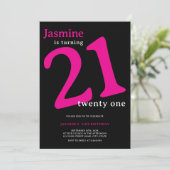 Invitation Glam Rose Chaud Noir 21e Anniversaire  (Debout devant)