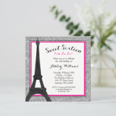 Invitation Glam rose chaud Paris Faux thématisés Parties scin (Debout devant)