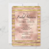 Invitation Glam Rose et Gold Glitzy Stripes Fête des mariées (Devant)