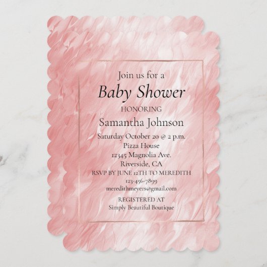 Invitation Glam rose Fille Élégante (Devant / Derrière)