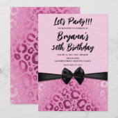 Invitation Glam rose foncé et clair Empreinte de léopard Swee (Devant / Derrière)