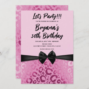 Invitation Glam rose foncé et clair Empreinte de léopard Swee