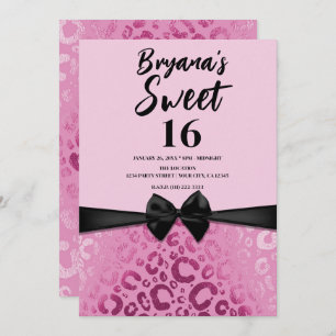 Invitation Glam rose foncé et clair Empreinte de léopard Swee