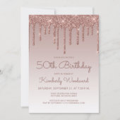 Invitation Glam Rose Gold 50th Birthday Party (Devant)