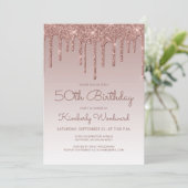 Invitation Glam Rose Gold 50th Birthday Party (Debout devant)