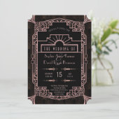 Invitation Glam Rose Gold Art Déco Gatsby Mariage des années (Debout devant)