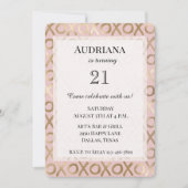 Invitation Glam Rose Gold Blush XOXO Anniversaire (Devant)