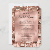 Invitation Glam Rose Gold Carrés Bridal Shower Pailleté (Devant)
