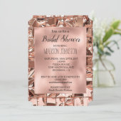 Invitation Glam Rose Gold Carrés Mariage Paillettes (Debout devant)