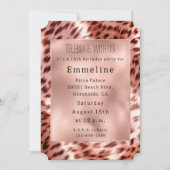 Invitation Glam Rose Gold Fur Leopard (Devant)