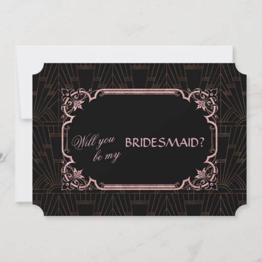 Invitation Glam Rose Gold Gatsby, Sois Ma Demoiselle d'Honneu (Devant)