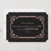 Invitation Glam Rose Gold Gatsby, Sois Ma Demoiselle d'Honneu (Dos)