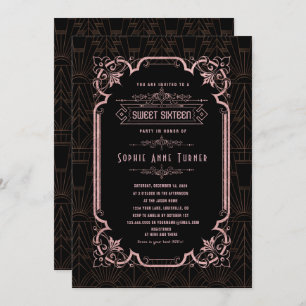 Invitation Glam Rose Gold Great Gatsby Sweet sixteen