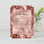Invitation Glam Rose Gold Léopard Mariage (Debout devant)
