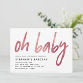 Invitation Glam Rose Gold Oh Baby shower (Debout devant)