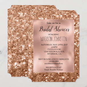 Invitation Glam Rose Gold Pailleté Chunky Mariage