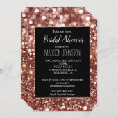 Invitation Glam Rose Gold Pailleté Noir (Devant / Derrière)