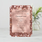 Invitation Glam Rose Gold Parties scintillant 16e anniversair (Debout devant)