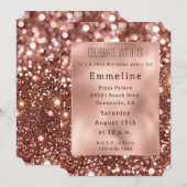 Invitation Glam Rose Gold Parties scintillant 16e anniversair (Devant / Derrière)