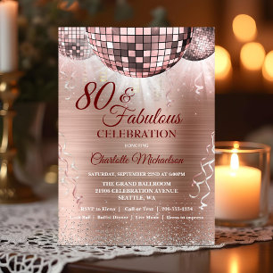 Invitation Glam rose Gold Parties scintillant 80e anniversair