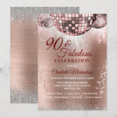 Invitation Glam rose Gold Parties scintillant 90e anniversair (Devant / Derrière)