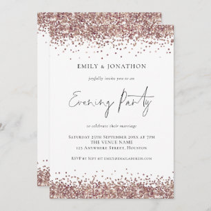 Invitation Glam Rose Gold Parties scintillant Mariage Soirée