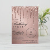Invitation Glam Rose Gold Parties scintillant métallique perc (Debout devant)