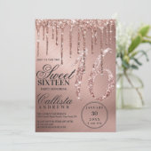 Invitation Glam Rose Gold Parties scintillant métalliques dou (Debout devant)