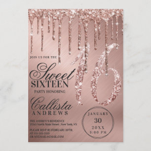 Invitation Glam Rose Gold Parties scintillant métalliques dou