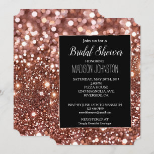 Invitation Glam Rose Gold Parties scintillant Noir