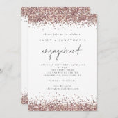 Invitation Glam Rose Gold Parties scintillant Script Engageme (Devant / Derrière)