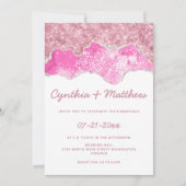Invitation Glam rose or blanc rose argent parties scintillant (Devant)