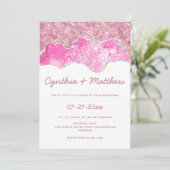 Invitation Glam rose or blanc rose argent parties scintillant (Debout devant)