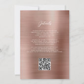 Invitation Glam Rose or brossé métal Mariage de code QR (Dos)