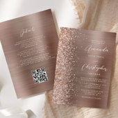 Invitation Glam Rose or brossé métal Mariage de code QR