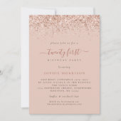 Invitation Glam Rose Parties scintillant 21e fête d'anniversa (Devant)