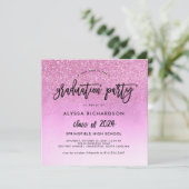 Invitation Glam rose Parties scintillant Look 2024 Grad Party (Debout devant)