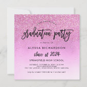 Invitation Glam rose Parties scintillant Look 2024 Grad Party (Devant)