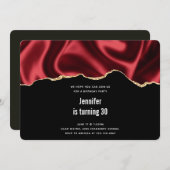 Invitation Glam rouge foncé Satin foncé Conception abstraite  (Devant / Derrière)