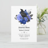 Invitation Glam Royal Blue Raven Dîner de répétition gothique (Debout devant)