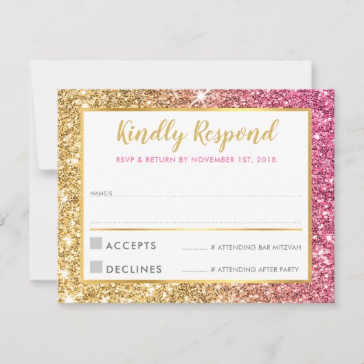 Invitation GLAM RSVP RESPONSABLE cool luxe parties scintillan (Devant)