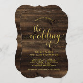Invitation Glam rustique | Mariage d'apparence en bois et en  (Devant / Derrière)
